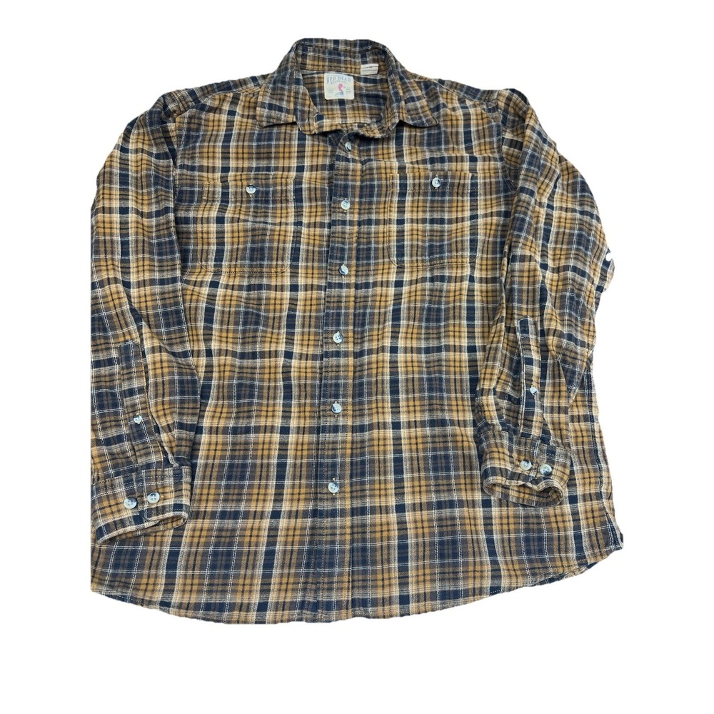RedHead Shirt Mens XL Plaid Flannel Button Down Long Sleeve Rustic Orange‎